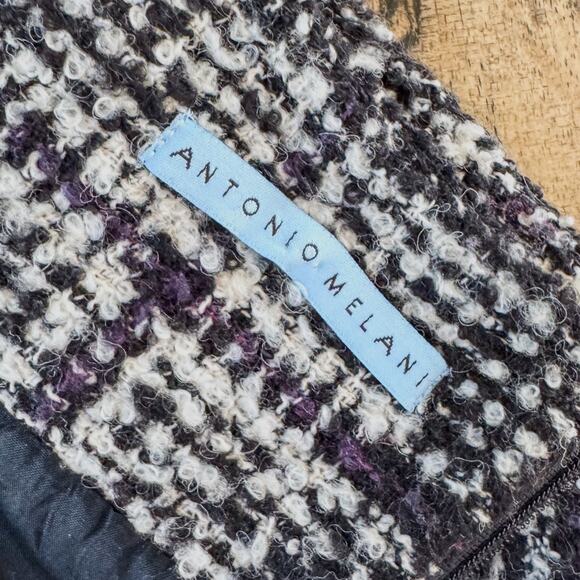 Antonio Melani, Black & White Plaid Tweed Pencil Skirt/Mini Skirt, Women's 6 - Picture 6 of 11